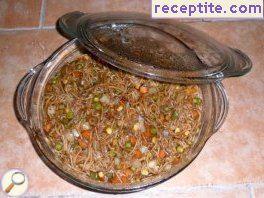 Homemade Chinese noodles with vegetables Homemade Chinese noodles with vegetables