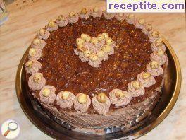 Chocolate layered cake with hazelnuts