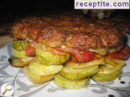 Meatball on vegetables Meatball on vegetables