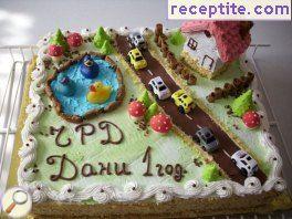 Layered cake with biscuits and milk Layered cake with biscuits and milk
