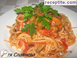 Baked spaghetti with vegetables