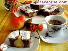 Chocolate cake with pears