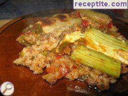 Stuffed leeks with rice and minced meat