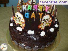 Chocolate layered cake with white cream Chocolate layered cake with white cream