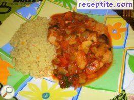 Bulgarise Moroccan chicken with couscous garnish Bulgarise Moroccan chicken with couscous garnish