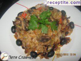 Cabbage with mushrooms in the oven