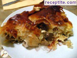 Banitsa with leeks, mushrooms and three cheeses