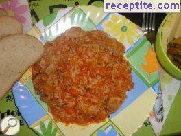 Pork with sauerkraut and rice