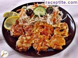 Fried fish with garlic and cheese Fried fish with garlic and cheese