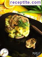 Potato salad with royal mushrooms and wild garlic