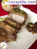 Pork LOIN with walnut crust and mushrooms