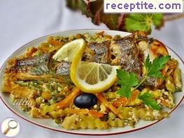 In sealed envelope fish with vegetables and cream