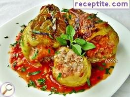 Stuffed peppers with rice and minced meat with tomato sauce Stuffed peppers with rice and minced meat with tomato sauce