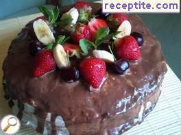 Layered cake with mascarpone and chocolate spread
