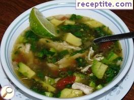Chicken soup with avocado