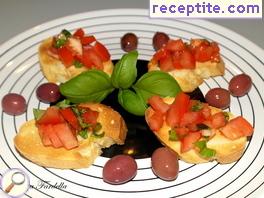 Fresh bruschetta with tomato and basil