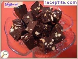 Chocolate squares with rum and raisins
