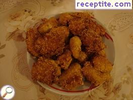 Chicken with corn flakes and sesame