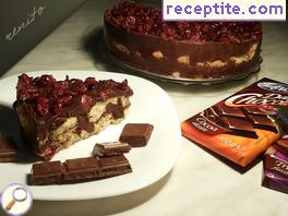 Biscuit chocolate layered cake with blueberries