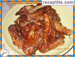 Roasted pork ribs in a halogen oven