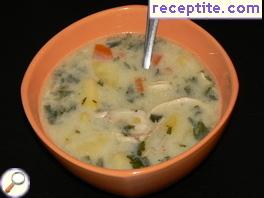 Rich chicken soup with nettle