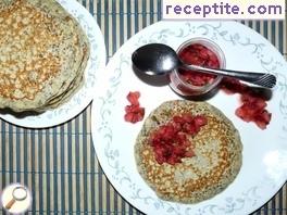 American pancakes with strawberry salsa and whose