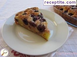 Sponge cake with cherries and cottage cheese