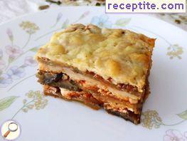 With eggplant parmesan and mozzarella With eggplant parmesan and mozzarella