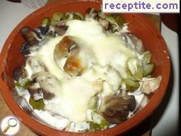 Julien baked with feta cheese and mushrooms Julien baked with feta cheese and mushrooms