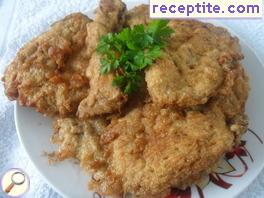 Breaded parasol mushrooms