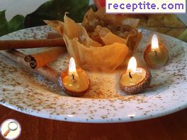 Baskets with pumpkin and dried fruit