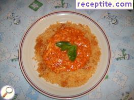 Fish with red Thai curry and rice