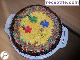 Layered cake with feta cheese mascarpone without baking