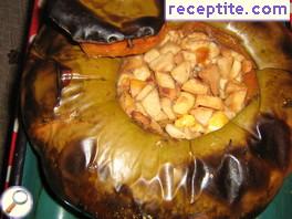 Stuffed pumpkin with dried fruit and honey