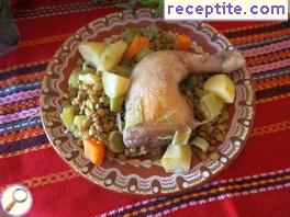 Chicken with lentils and potatoes