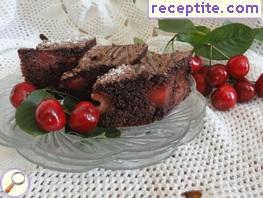 Juicy chocolate cake with cherries