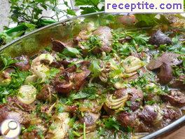 Chicken livers with onion