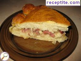 Onion pastry with salami