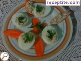 Stuffed eggs with boiled Rousse