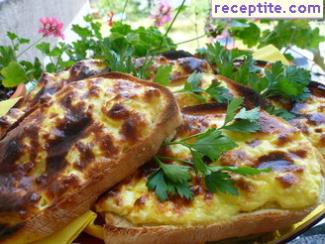 Sandwiches with feta cheese and cheese in a halogen oven