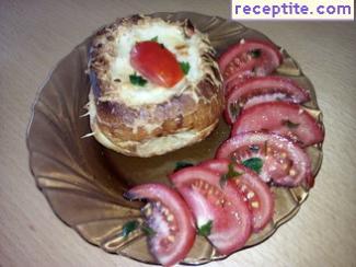 Stuffed bread with sausage and mayonnaise