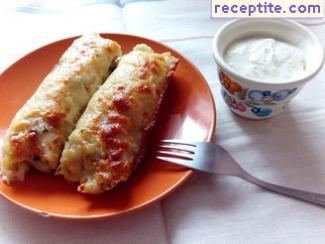 Stuffed pancakes in the oven