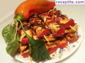 Chicken skewers with tomatoes and onions