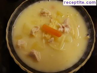 Chicken noodle soup and potatoes