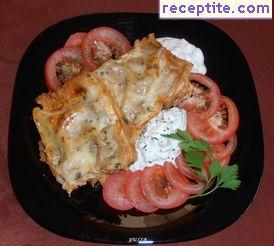 Lasagna with chicken and mushrooms