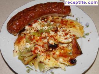 Leeks Baked sausage