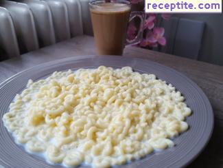 Pasta breakfast with milk